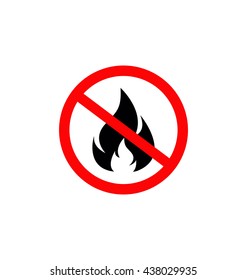 No Fire Vector Sign Icon Symbol, No Flame Sign Icon