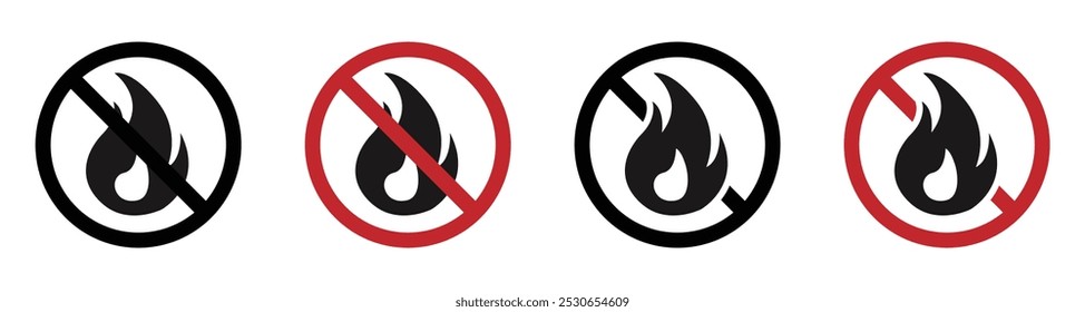 No fire vector signs set. No flame vector icons