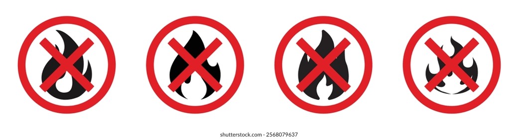 No fire vector signs set. No flame vector icons set