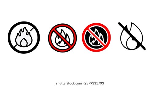 No fire vector signs set. No flame vector icons set