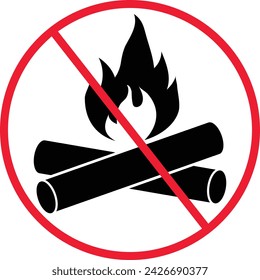 No Fire Wood Prohibition Sign Symbol