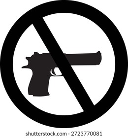 Keine Schusswaffen erlaubt Vektorsymbol, das Waffenverbot und Waffenbeschränkungssymbol veranschaulicht. Ideal für Sicherheitszeichen, Sicherheitshinweise, öffentliche Bereiche, Gebäude, Strafverfolgungswarnungen