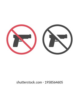 No firearms red prohibition vector sign. Guns not allowed icon.