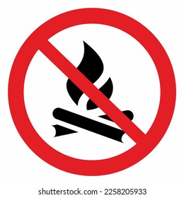 Sin incendios, riesgo de incendio, signo vectorial en el marco de círculo rojo