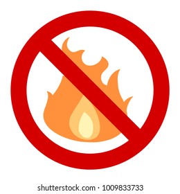 No fires - forbidden bonfires and campfires. Fire banned in forest - vector sign.