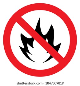 Sin incendios, signo vectorial en el marco de círculo rojo