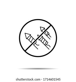 No Fireworks icon. Simple thin line, outline vector of amusement ban, prohibition, embargo, interdict, forbiddance icons for ui and ux, website or mobile application