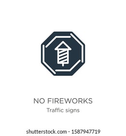 No fireworks icon vector. Trendy flat no fireworks icon from traffic signs collection isolated on white background. Vector illustration can be used for web and mobile graphic design, logo, eps10