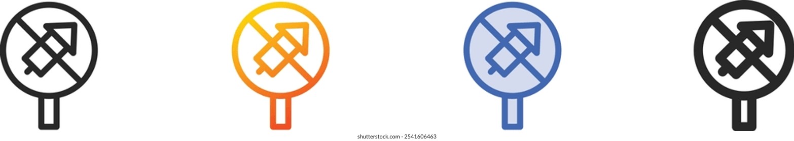 no fireworks icon.Thin Linear, Gradient, Blue Stroke and bold Style Design Isolated On White Background