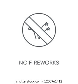 No fireworks linear icon. No fireworks concept stroke symbol design. Thin graphic elements vector illustration, outline pattern on a white background, eps 10.