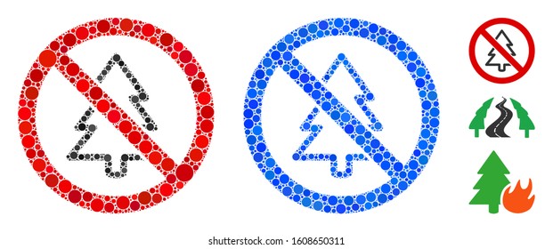 No fir-tree mosaic of circle elements in various sizes and color hues, based on no fir-tree icon. Vector round elements are united into blue illustration.