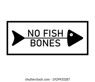 No fish bones sign. Vector illustration with inscription on blank white background.
