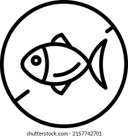 No Fish Free Black Outline Badge Icon Label Isolated Vector On Transparent Background	