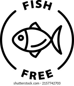 No Fish Free Black Outline Badge Icon Label Isolated Vector On Transparent Background	