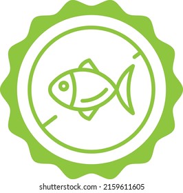 no fish free green stamp outline badge icon label isolated vector on transparent background