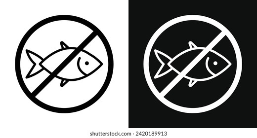 No Fish Icon Set. Vector Illustration
