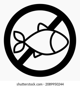 No fish. Lack of fish. Fishing ban. No fishing. Commercial line vector icon for websites and mobile minimalistic flat design.