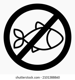 No fish. Lack of fish. Fishing ban. No fishing. Commercial line vector icon for websites and mobile minimalistic flat design.