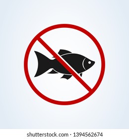 No Fish Sign Icon Isolated On White Background. Vector Illustration 