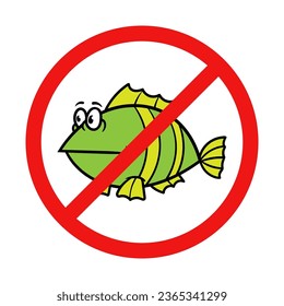 No Fish Sign on White Background