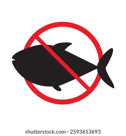 No fish sign. Vector hand drawn illustration. White background.