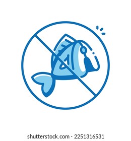No fish vector icon blue outline style.Can be use for wedding invitation, card design and background design