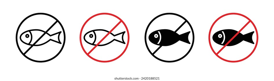 No Fish Vector Line Icon Illustration.