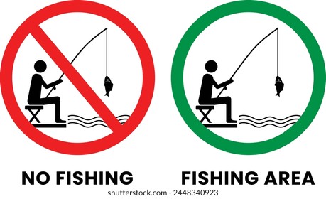 no fishing and fishing area sign