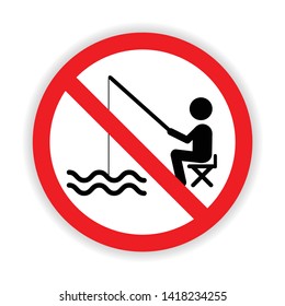 No Fishing in Area Sign Concept Vector
