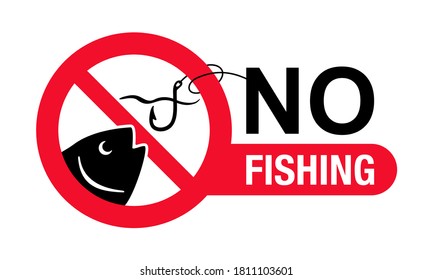 No Fishing Sign Fishing Nets Prohibited Stock Vector (Royalty Free