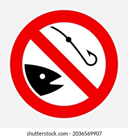No fishing editable vector prohibition sign isolated on white background