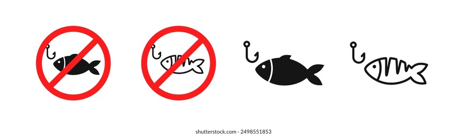 No fishing. No fishing forbidden signs. No fishing icons. Fishing forbidden