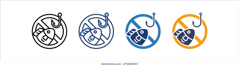 No Fishing Icon Set Multiple Style Collection