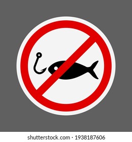 No Fishing Icon. No Fishing Sign In Circle Shape Vector.