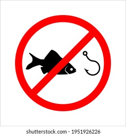 No Fishing icon. No fishing sign in circle shape vector on white background. color editable
