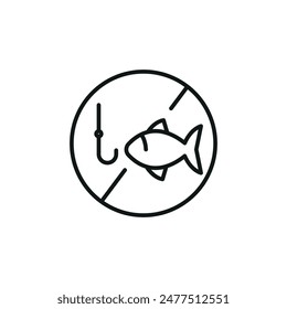 No Fishing Icon. Simple no fishing icon for social media, app, and web design. Vector illustration.