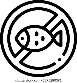 no fishing icon. Thin Linear Style Design Isolated On White Background