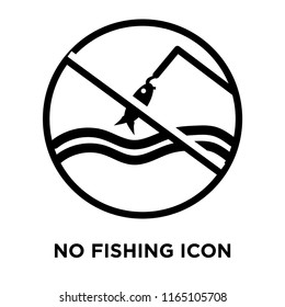 No fishing icon vector isolated on white background, No fishing transparent sign