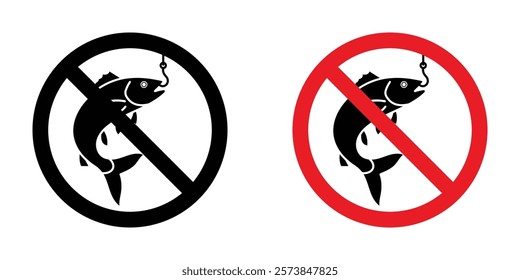 No fishing icons in filled and 3 stroke weights