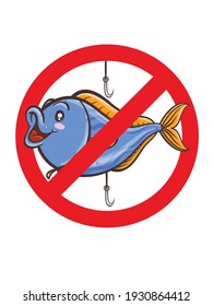 no fishing sign, cartoon style