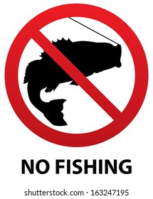 No Fishing Sign with Fish Silhouette inside