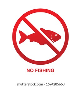 No fishing sign isolated on white background vector illustration.