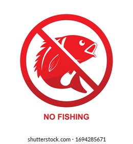 No fishing sign isolated on white background vector illustration.