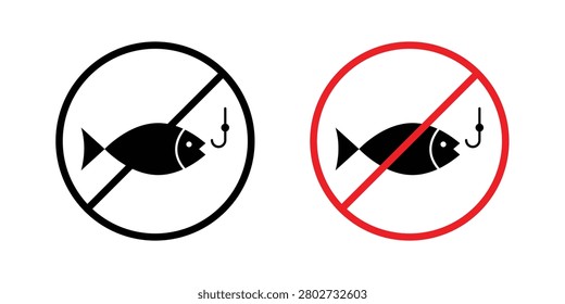 No fishing sign vector icon set collection.