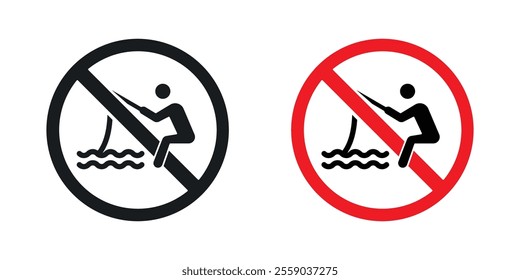 No fishing sign vectors in black and colored version