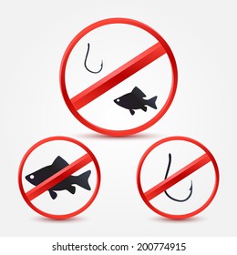 No fishing vector bright red icons - abstract sign