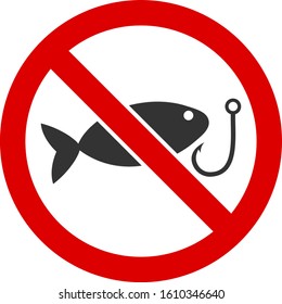 No fishing vector icon. Flat No fishing pictogram is isolated on a white background.