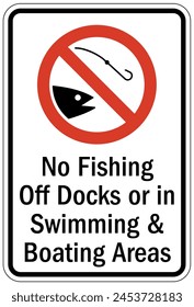 No fishing warning sign and labels