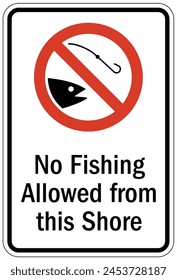 No fishing warning sign and labels