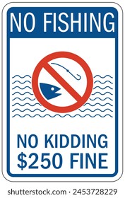 No fishing warning sign and labels